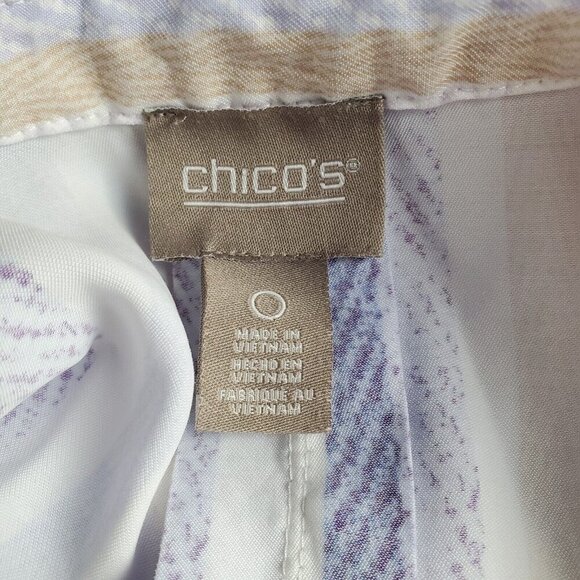 Chico's Button Up Shirt Size 0 US Small Lightweight White Blue Tan Stripes Coast - Picture 5 of 13